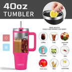 Wholesale 40oz Stainless Steel Handle Tumbler 30 oz Hot Thermal Coffee Mug Water Bottle With Metal Straws Lid Customizable