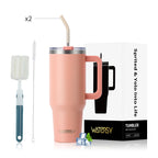 Wholesale 40oz Stainless Steel Handle Tumbler 30 oz Hot Thermal Coffee Mug Water Bottle With Metal Straws Lid Customizable