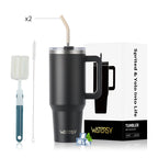Wholesale 40oz Stainless Steel Handle Tumbler 30 oz Hot Thermal Coffee Mug Water Bottle With Metal Straws Lid Customizable