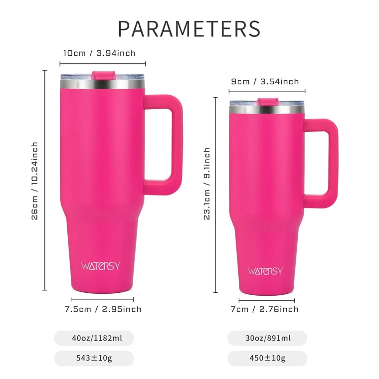 Wholesale 40oz Stainless Steel Handle Tumbler 30 oz Hot Thermal Coffee Mug Water Bottle With Metal Straws Lid Customizable