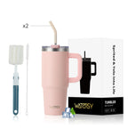 Wholesale 40oz Stainless Steel Handle Tumbler 30 oz Hot Thermal Coffee Mug Water Bottle With Metal Straws Lid Customizable