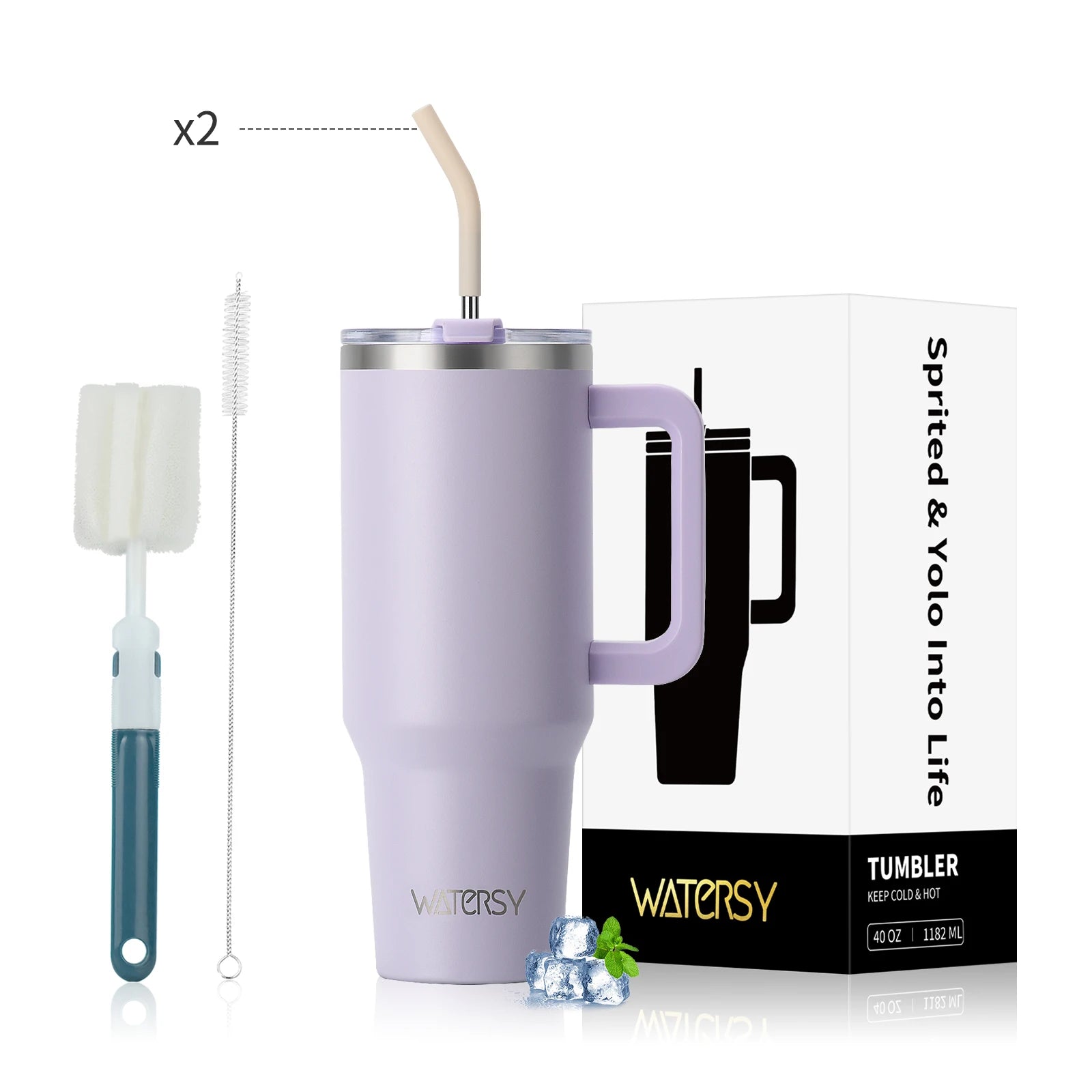 Wholesale 40oz Stainless Steel Handle Tumbler 30 oz Hot Thermal Coffee Mug Water Bottle With Metal Straws Lid Customizable