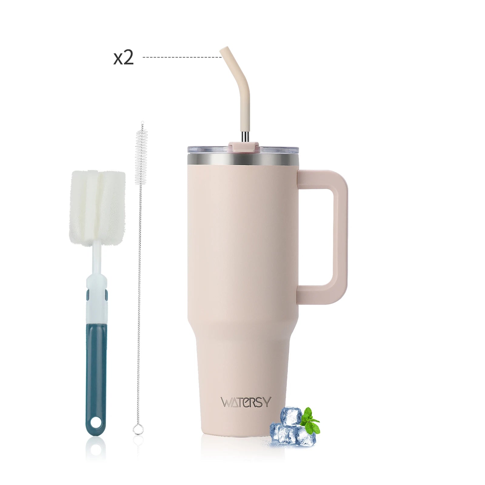 Wholesale 40oz Stainless Steel Handle Tumbler 30 oz Hot Thermal Coffee Mug Water Bottle With Metal Straws Lid Customizable
