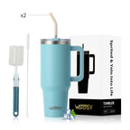 Wholesale 40oz Stainless Steel Handle Tumbler 30 oz Hot Thermal Coffee Mug Water Bottle With Metal Straws Lid Customizable