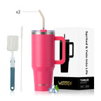 Wholesale 40oz Stainless Steel Handle Tumbler 30 oz Hot Thermal Coffee Mug Water Bottle With Metal Straws Lid Customizable