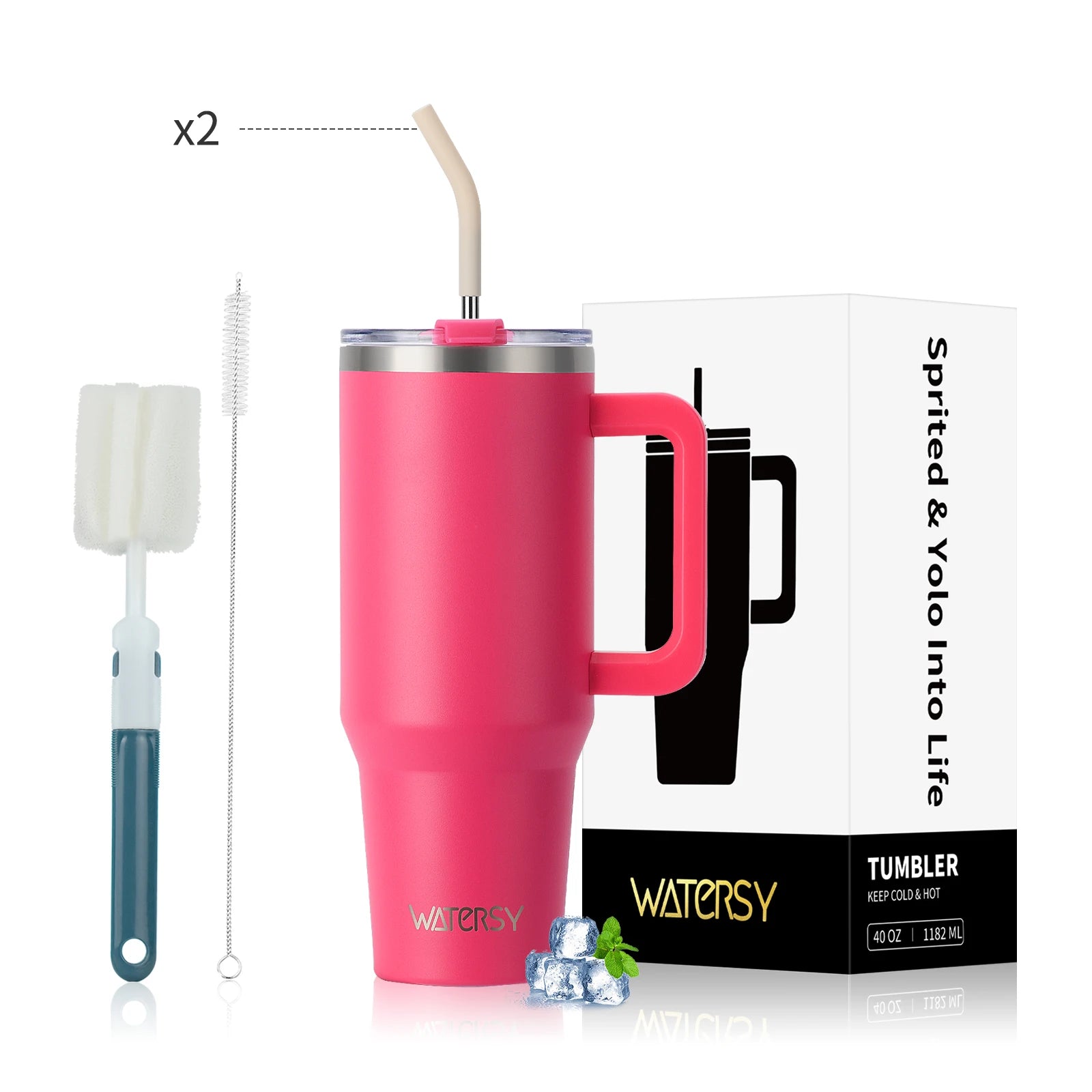 Wholesale 40oz Stainless Steel Handle Tumbler 30 oz Hot Thermal Coffee Mug Water Bottle With Metal Straws Lid Customizable