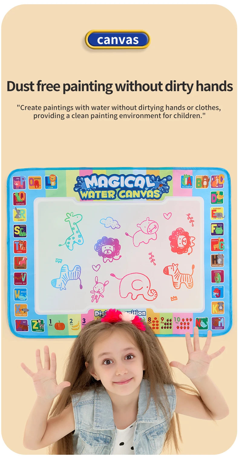 Magic Water Drawing Mat 80x60 CM Early Educational Toys Painting Board Kids Gifts With TWO Reusable Magic Pens Montessori Toys