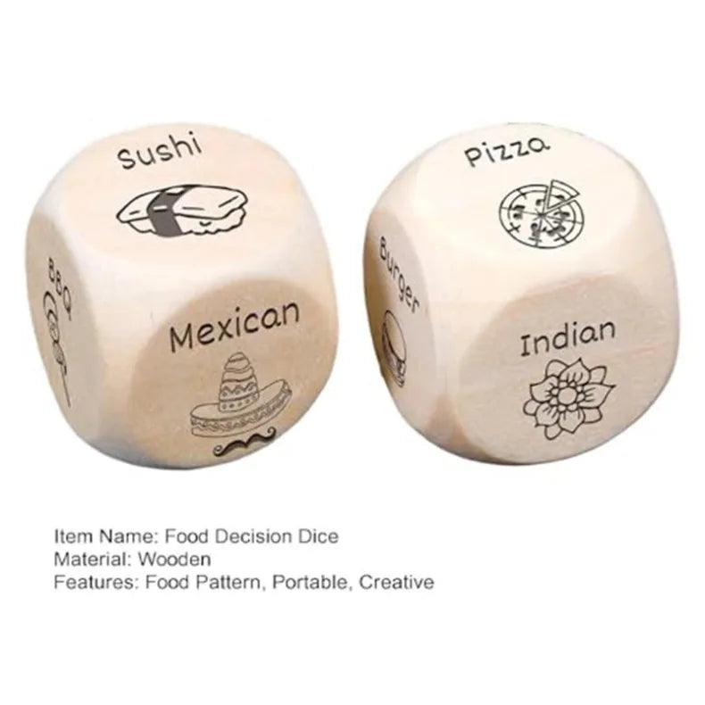 Food Decision Dice Toy, Funny Novelty Couple Anniversary Date Night Gift Christmas Birthday Gift 12 Food Patterns