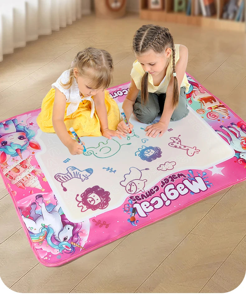 Magic Water Drawing Mat 80x60 CM Early Educational Toys Painting Board Kids Gifts With TWO Reusable Magic Pens Montessori Toys