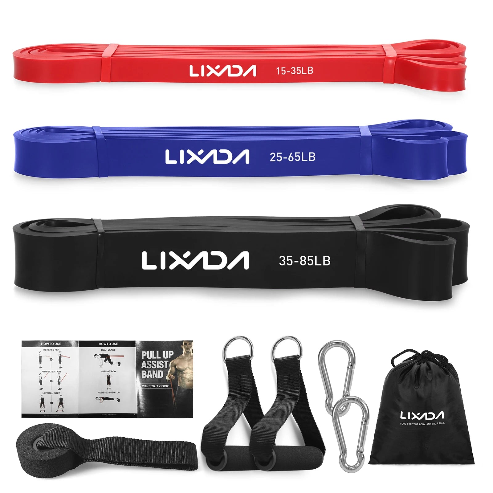 Lixada 5 Packs Pull Up Assist Bands Set Resistance Loop Bands Powerlifting Workout Exercise Stretch Bands and Carry Bag