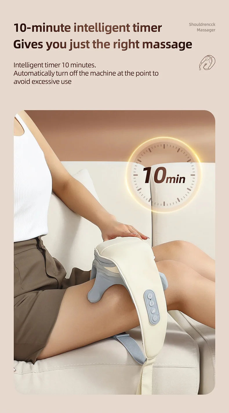 20W Beige Neck And Shoulder Massager Wireless Shoulder And Back Kneading Massage Shawl Trapezius Neck Cervical Masajeador
