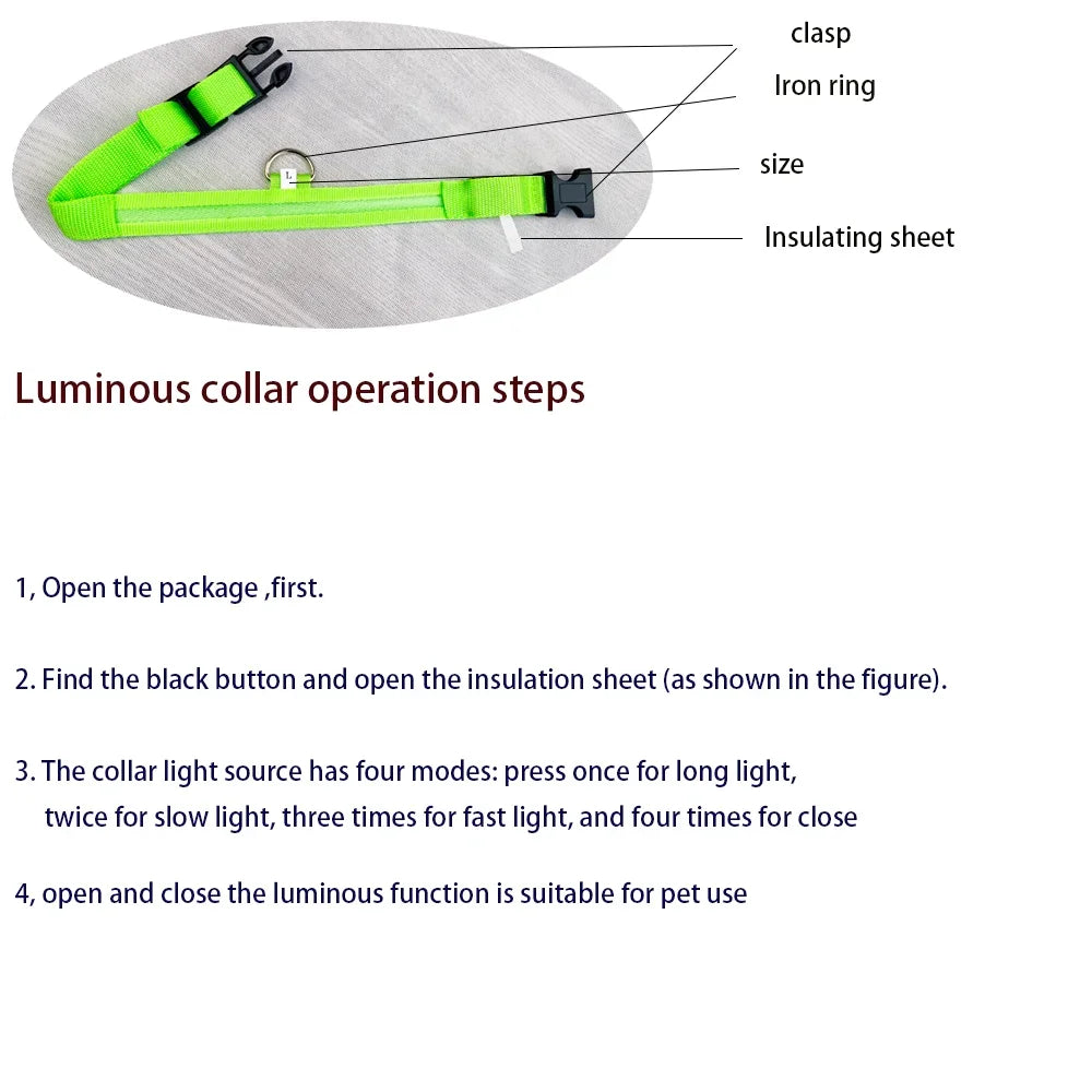 Nylon LED Night Safety Flashing Glow Collar