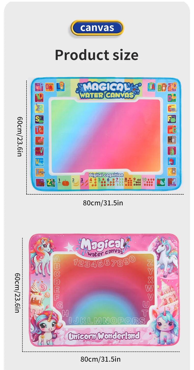 Magic Water Drawing Mat 80x60 CM Early Educational Toys Painting Board Kids Gifts With TWO Reusable Magic Pens Montessori Toys