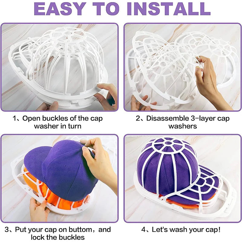 Hat Washer for Washing Machine, Hat Cleaner for Baseball Caps with Frame Cage Fit for Adult Cap Protector Racks Dishwasher Safe
