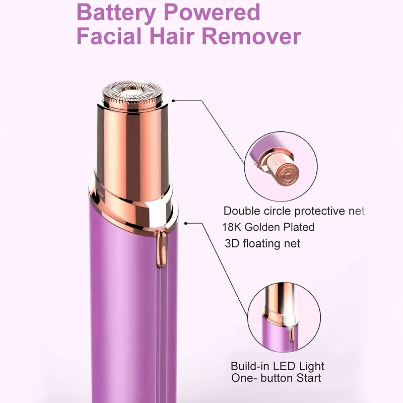 [Painless Facial Hair Remover] Conduroma Women's Painless Facial Hair Remover | Cordless, AA Battery-Powered (Not Included), Elegant Metallic Finish - for Face, Upper Lip, Chin, Bikini Line - Travel-Friendly, Sleek Design, Sm